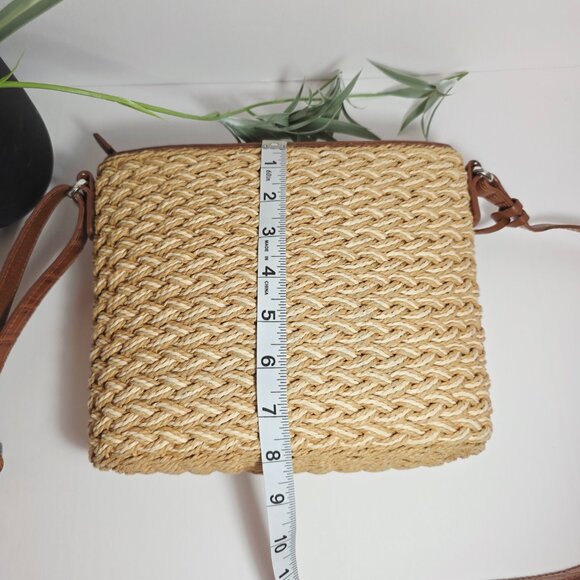 Brighton Woven Straw & Brown Leather Crossbody Bag - Picture 13 of 13